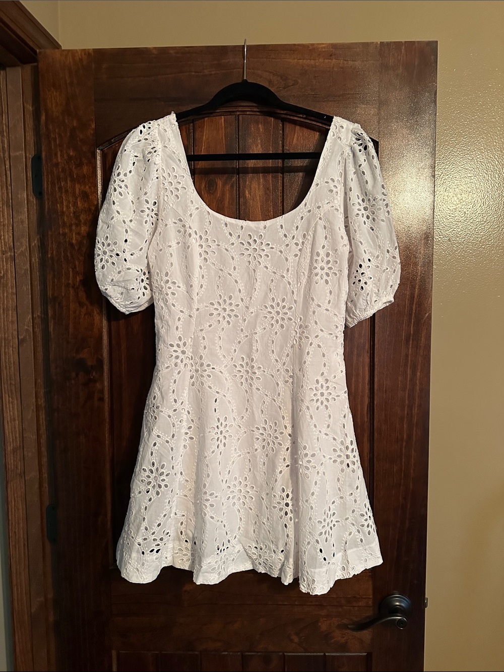 Olivaceous White Eyelet Mini Dress